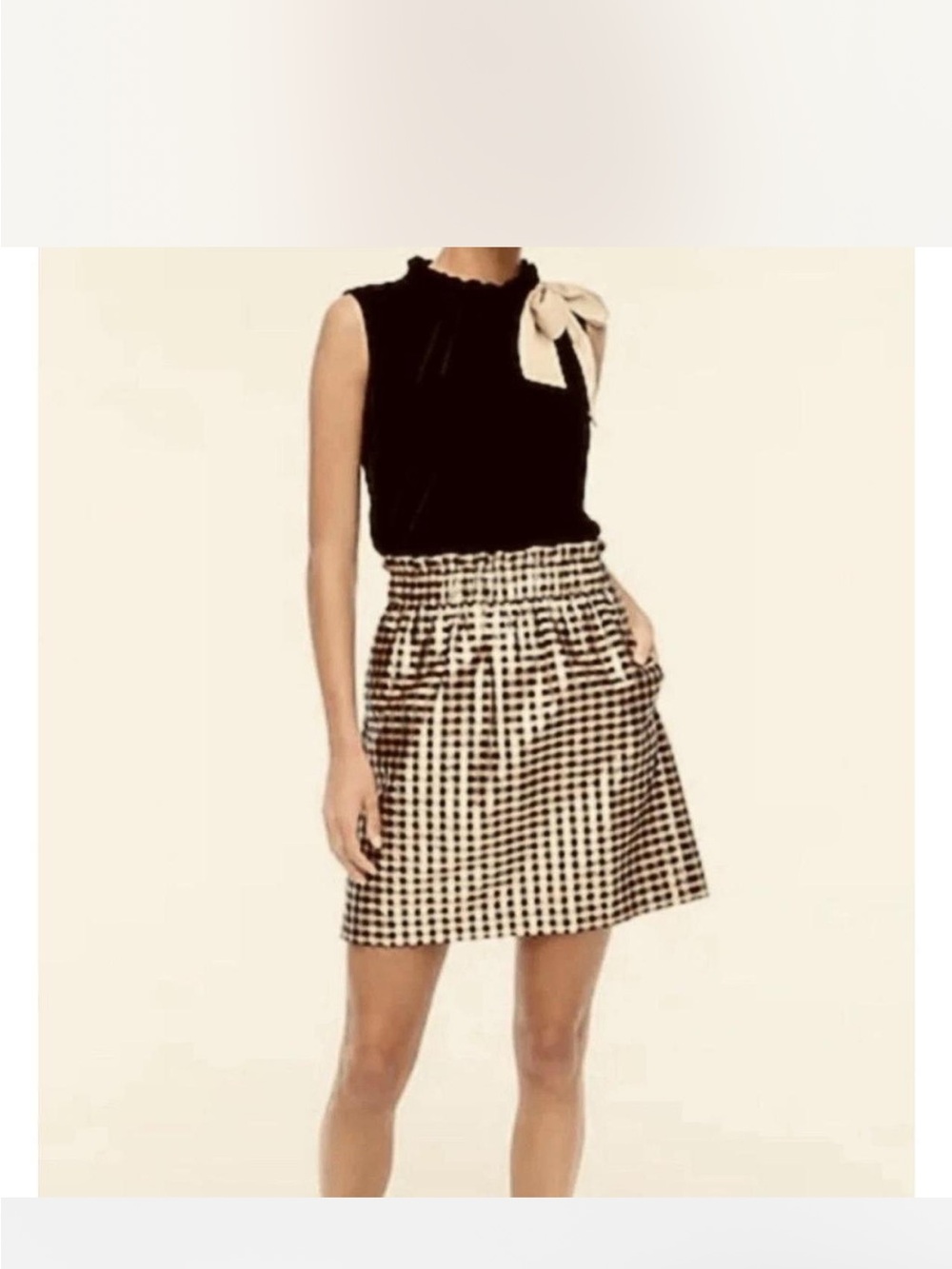 Black & Gold Checkered Elastic Waist Women’s Skirt